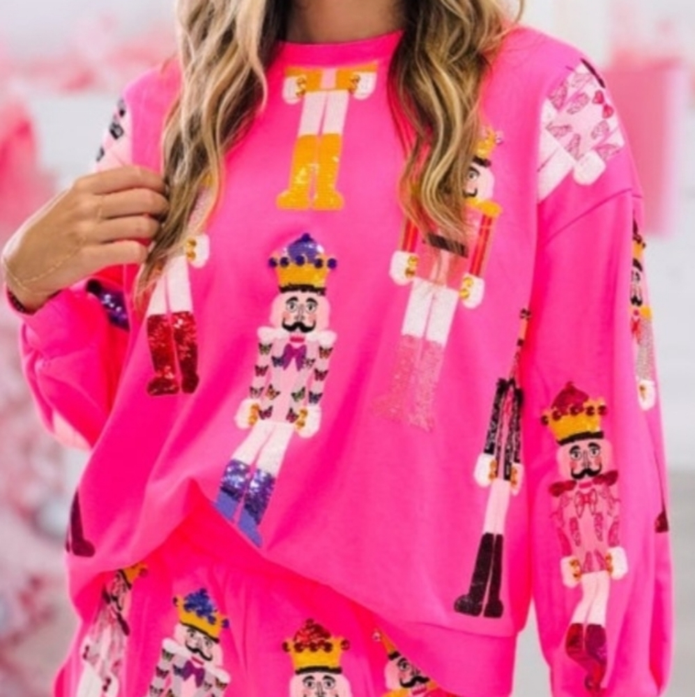 Queen Of Sparkles Pink Nutcracker Graphic Sweatshirt